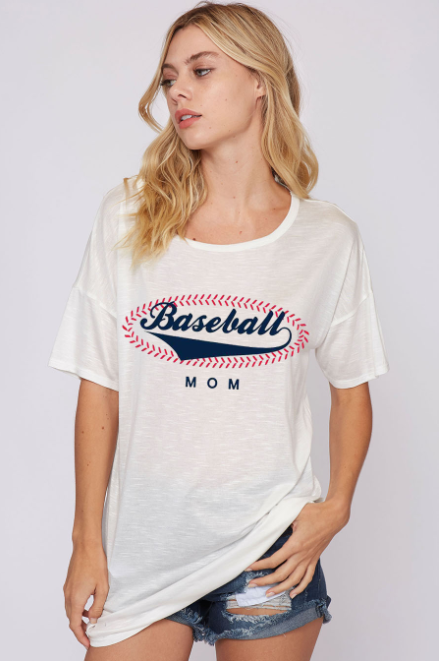 Baseball Mom Tee – Ivory & Cotton